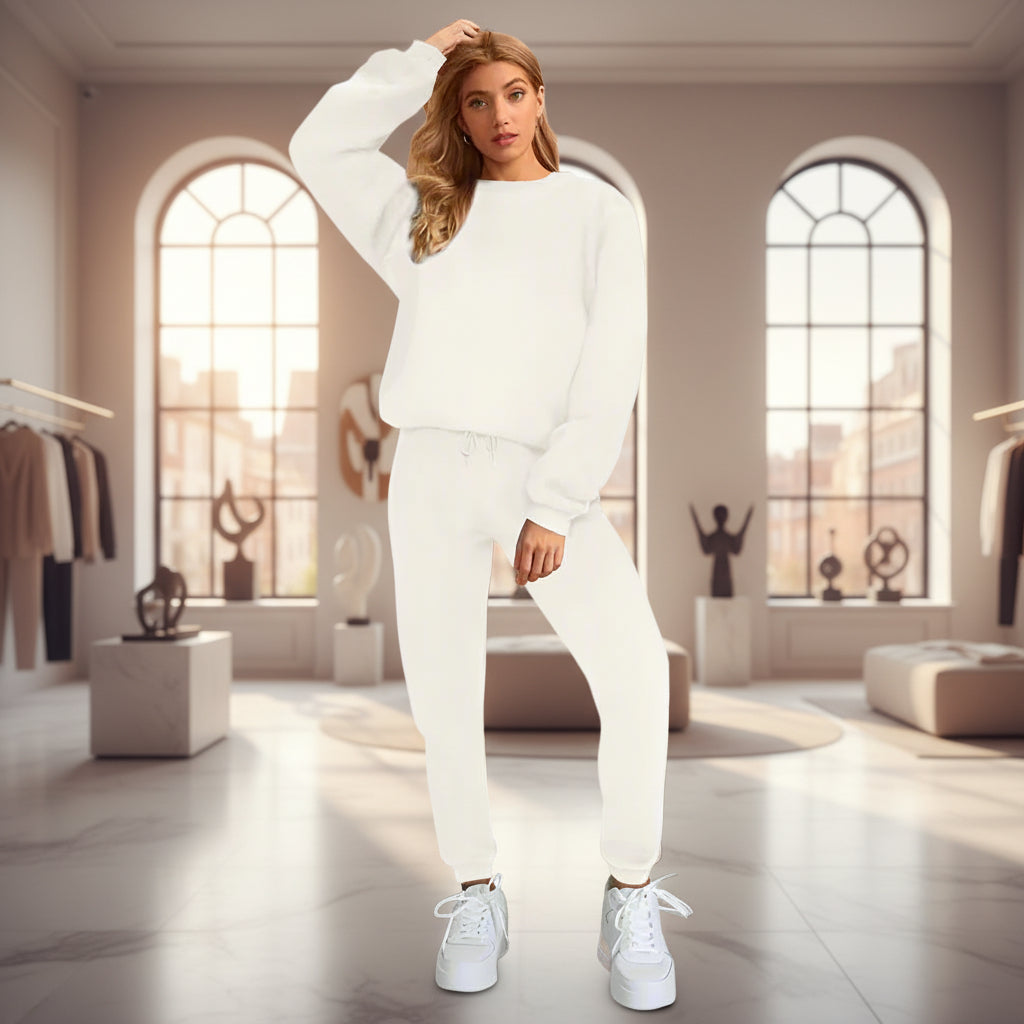 Women's Oversized Drop-Shoulder Sweatshirt & Jogger Pants Sweatsuit Set