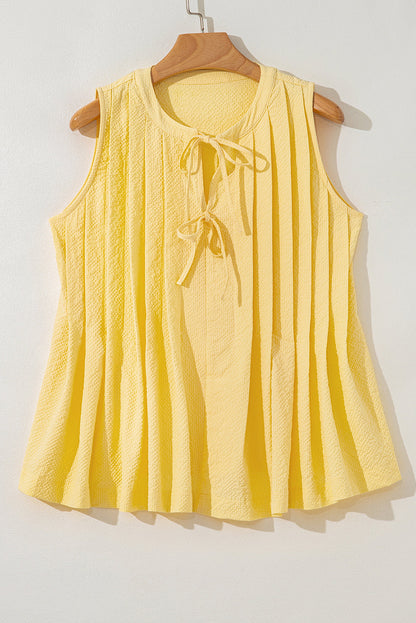 Threaded Pear Kenzie Notched Pleated Tank Top