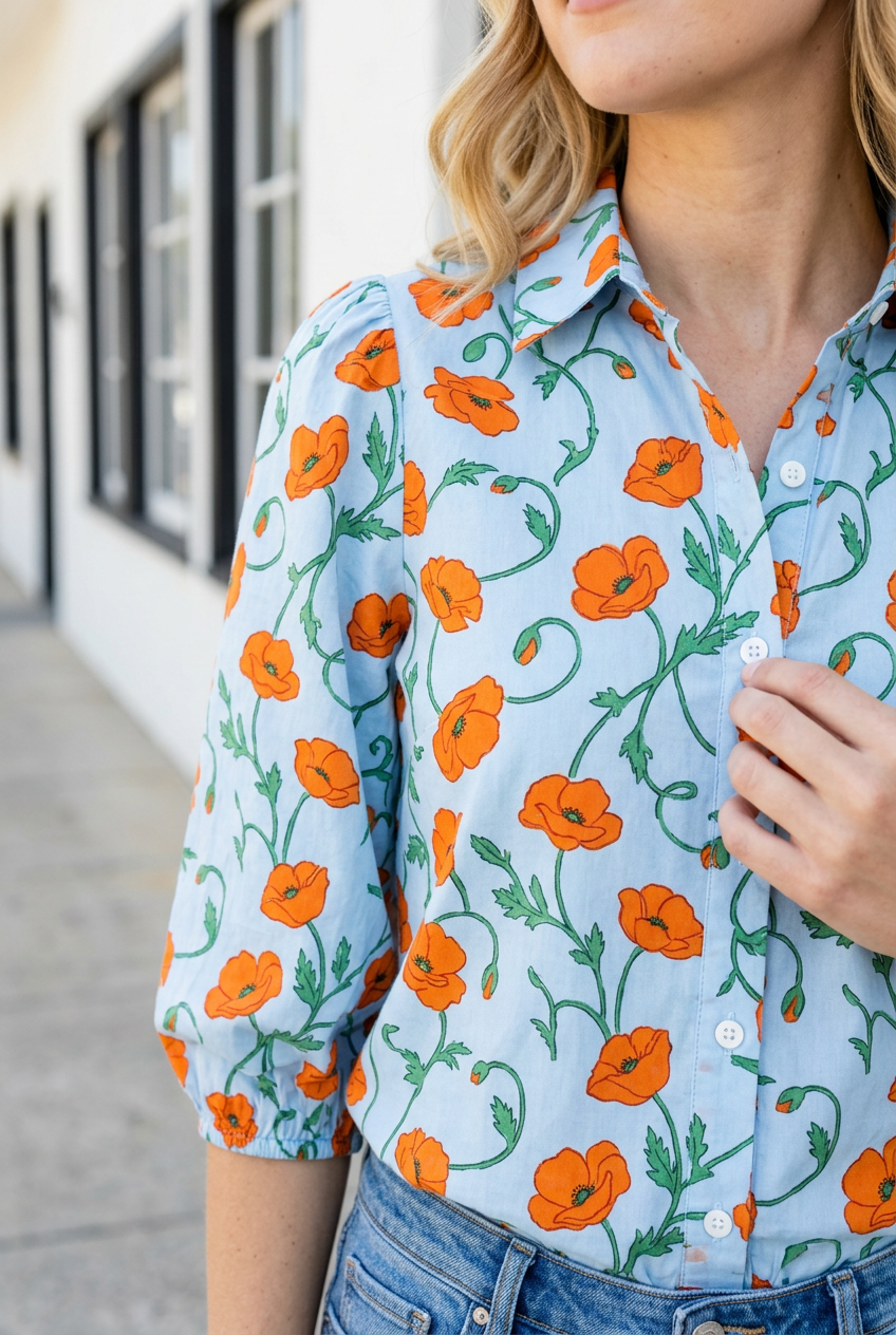Threaded Pear Leslie Sleeve Down Casual Shirt