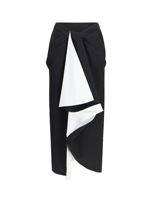 Draped Midi Skirt Double-Faced Wool & Mohair