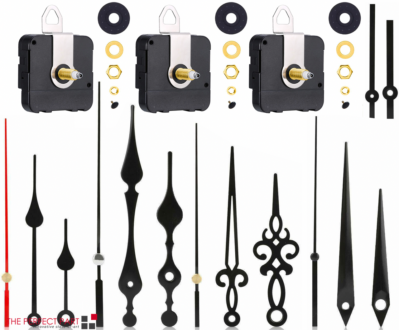 Prime Goods DIY Clock Movement Quartz Mechanism Wall Replacement Repair Tool Parts Hands Kit - Black