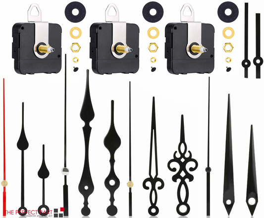 Prime Goods DIY Clock Movement Quartz Mechanism Wall Replacement Repair Tool Parts Hands Kit - Black