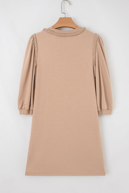 Threaded Pear Elise Trim Puff Sleeve Dress