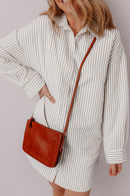 Threaded Pear Selena Long Sleeve Button Up Shirt Dress