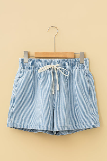 Threaded Pear Honey Elastic Waist Casual Shorts