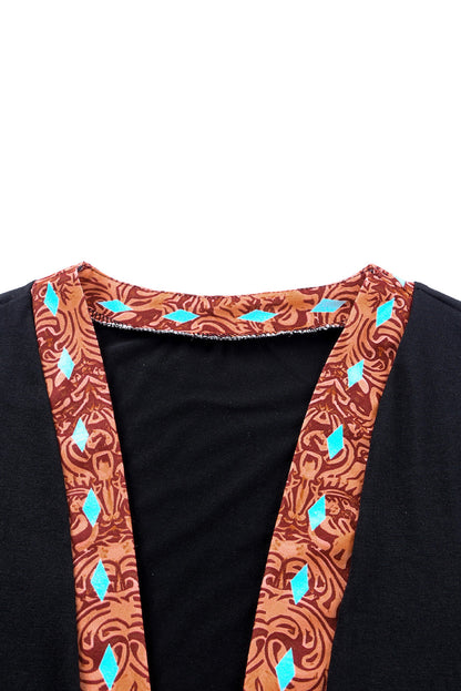 Threaded Pear Madison Patchwork Open Front Cardigan