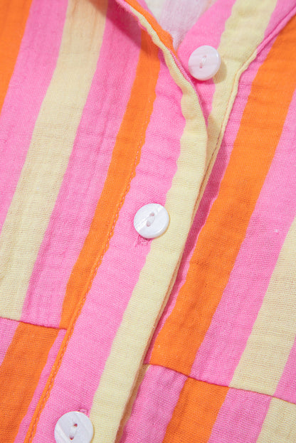 Threaded Pear Teresa Stripe Crinkled Half PLUS Blouse