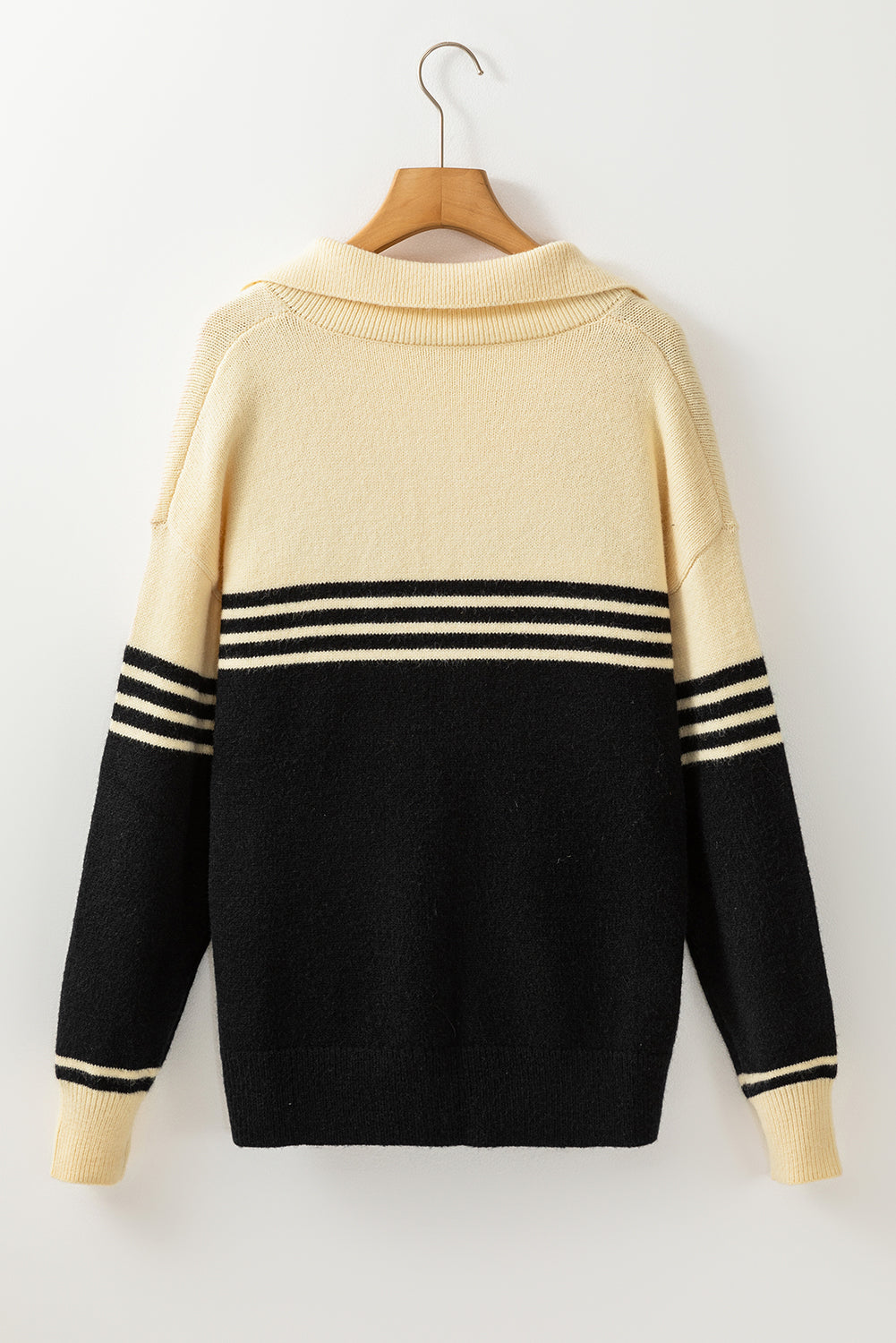 Threaded Pear Briella Colorblock Stripe Collared Sweater