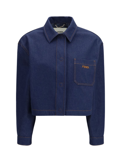 Cropped Denim Jacket Navy