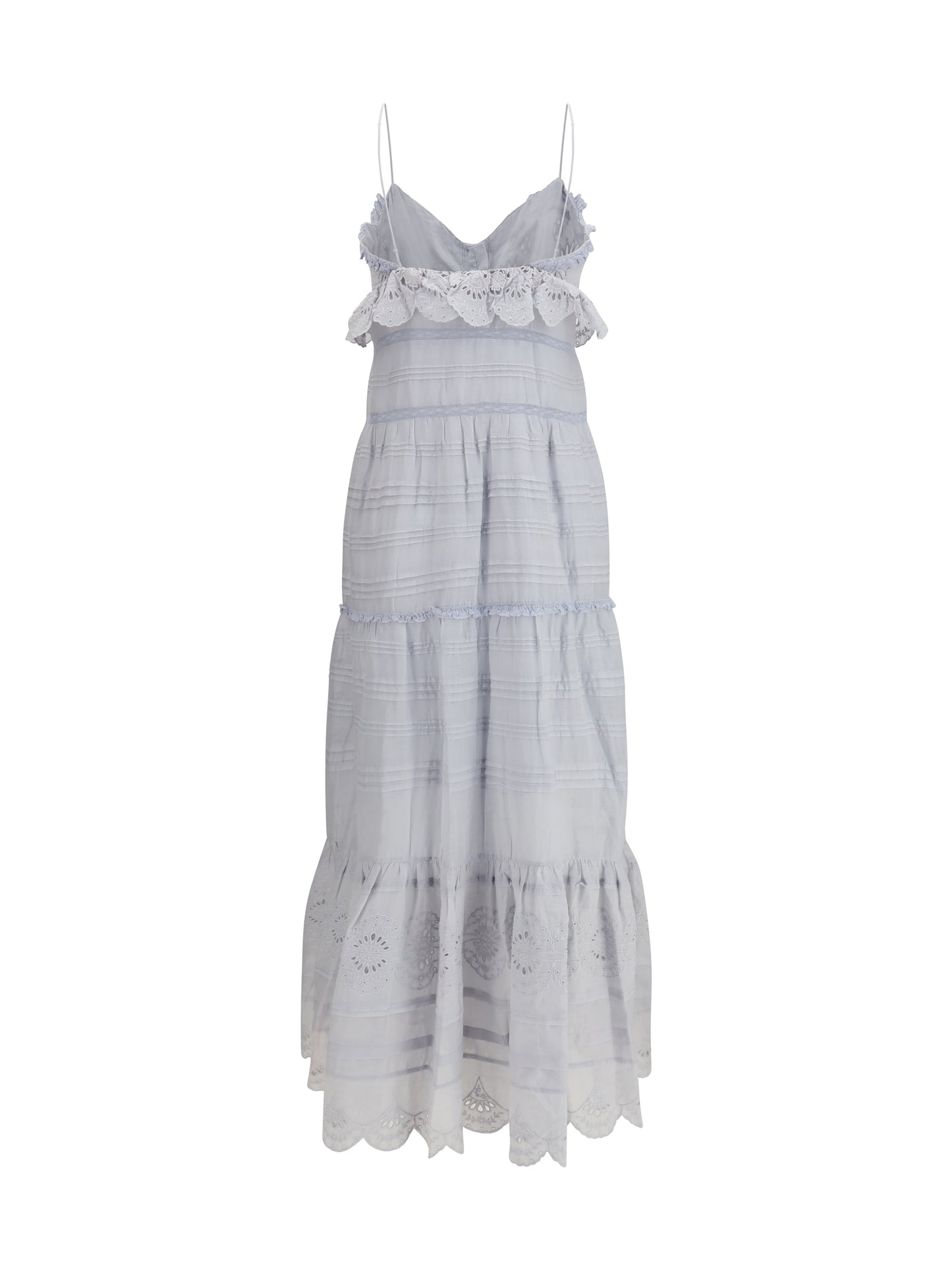 Long Ruffled Dress Paule Light Blue