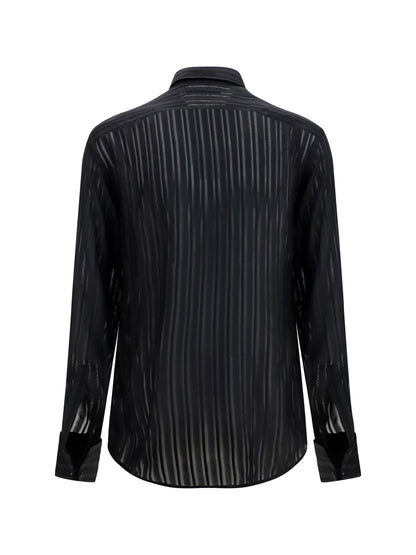 Shirt Striped Silk Gauze Black