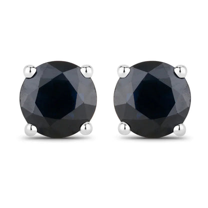 1.70 Ct Round Blue Sapphire Prong 10K Gold Stud Earrings