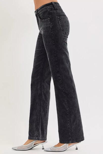 RISEN Tummy Control Mid Rise Straight Leg Corduroy Pants