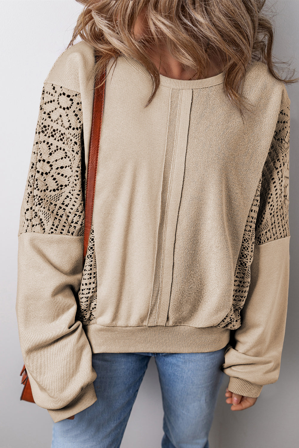 Threaded Pear Rheaissa Seam Ribbed Trim Sweatshirt