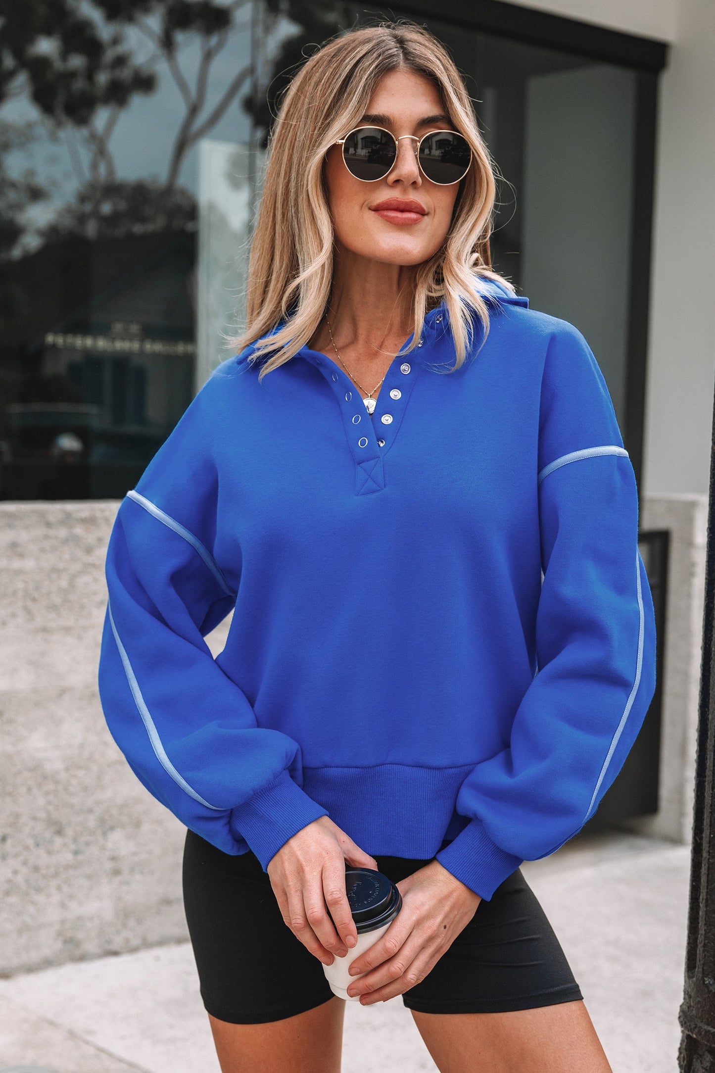 Threaded Pear Clover Exposed Seam Chic Sweatshirt