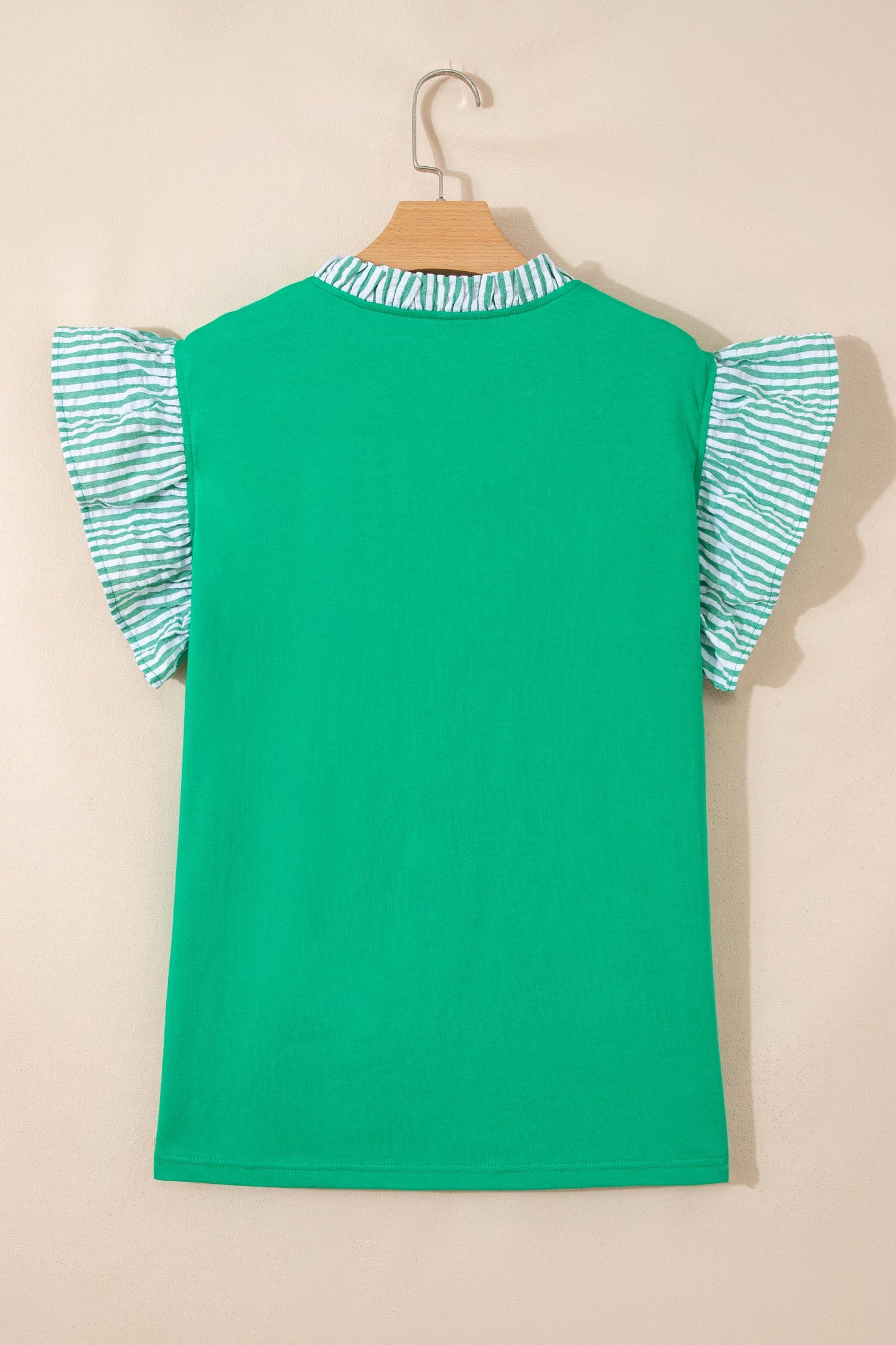 Threaded Pear Presley Trim Flutter Sleeve Plus Blouse
