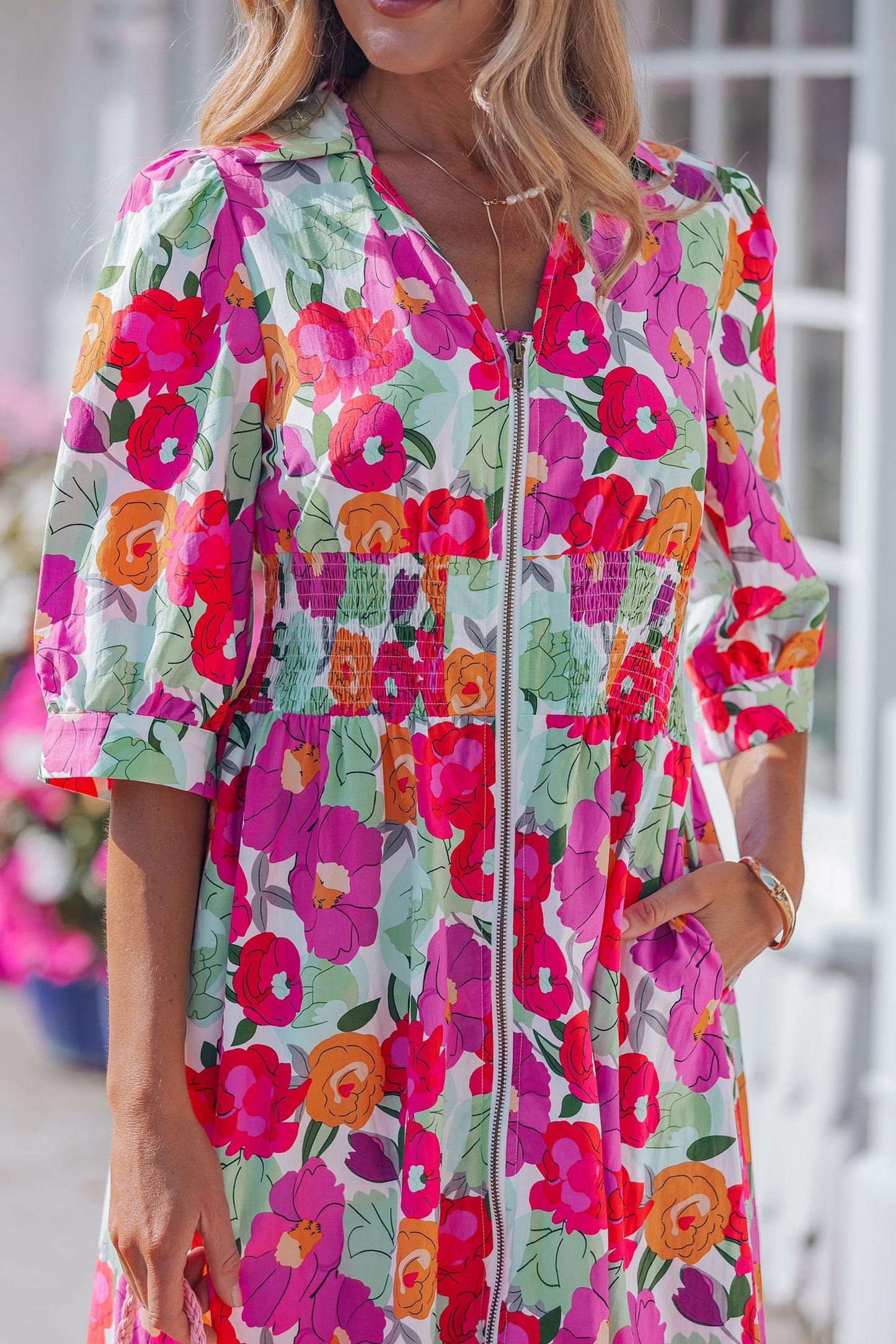 Threaded Pear Lisa Puffy Half Sleeve Dress