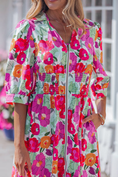 Threaded Pear Lisa Puffy Half Sleeve Dress