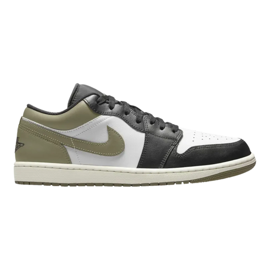 Nike Air Jordan 1 Low Men's Sneakers — White, Black & Medium Olive Low-Top
