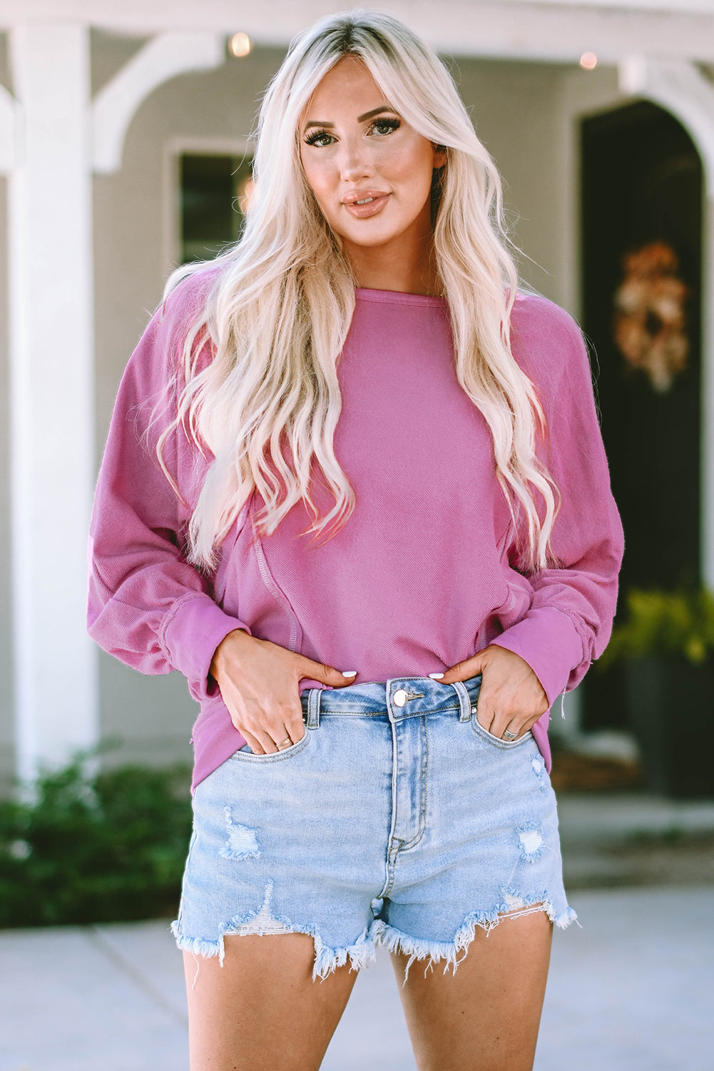Threaded Pear Chaya Exposed Seam Terry Pullover