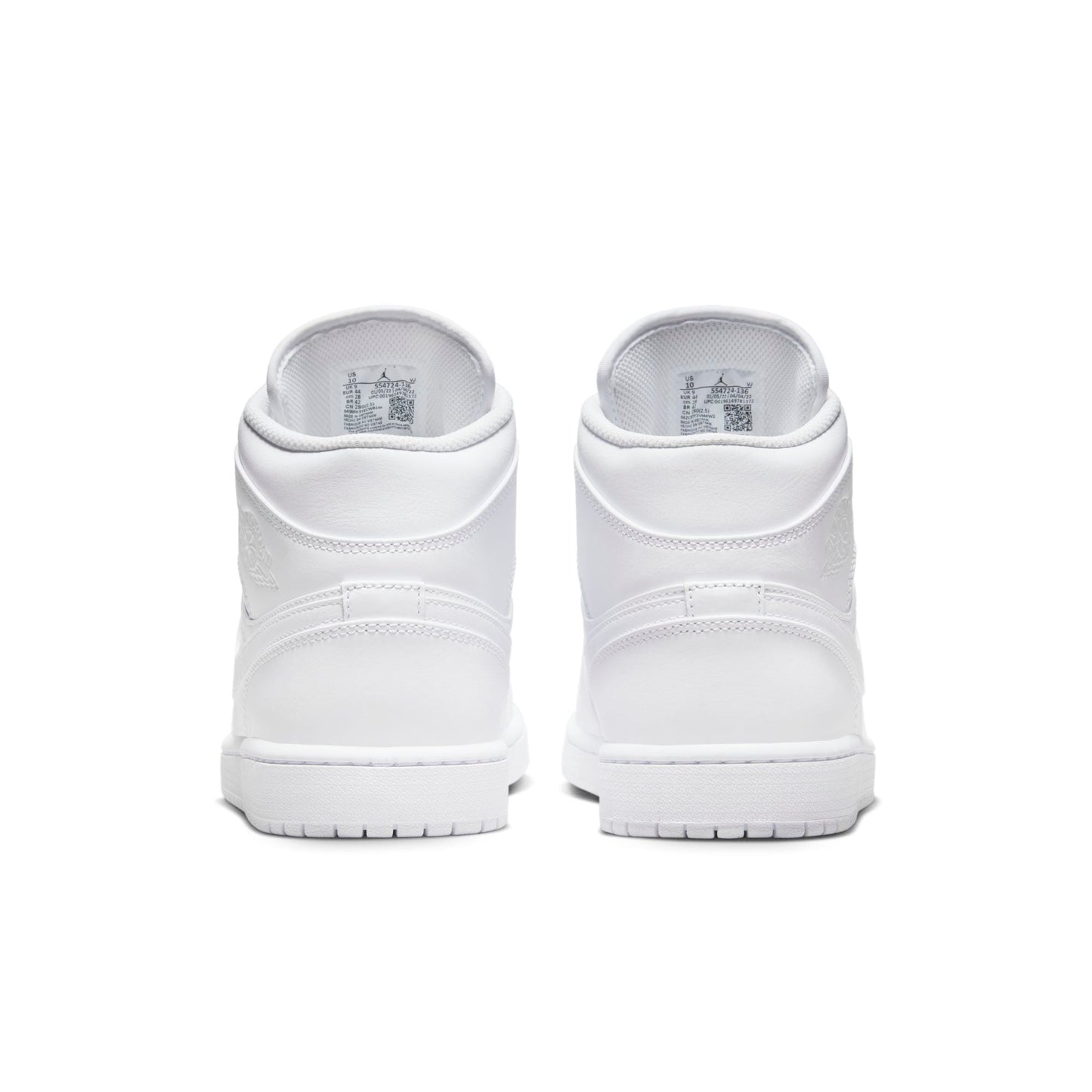 Air Jordan Men's Retro 1 Mid 'Triple White' 2022 Sneakers