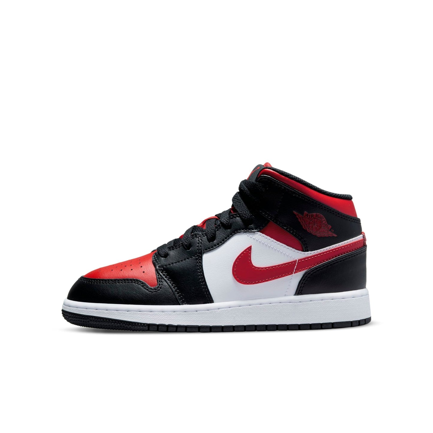Air Jordan Youth Retro 1 Mid 'Black Fire Red' Gs Sneakers