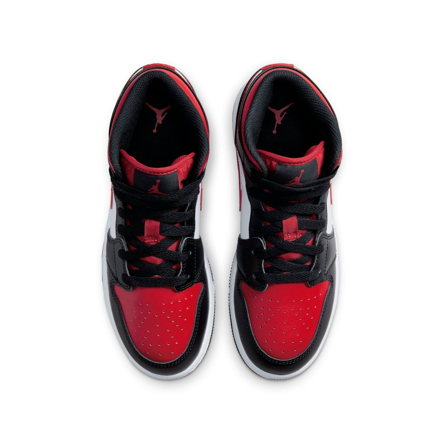 Air Jordan Youth Retro 1 Mid 'Black Fire Red' Gs Sneakers