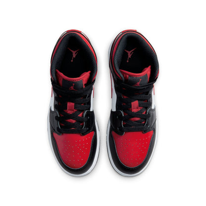 Air Jordan Youth Retro 1 Mid 'Black Fire Red' Gs Sneakers