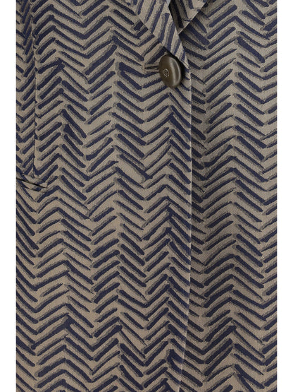 Single-Breasted Jacket Chevron Jacquard — Medieval Blue