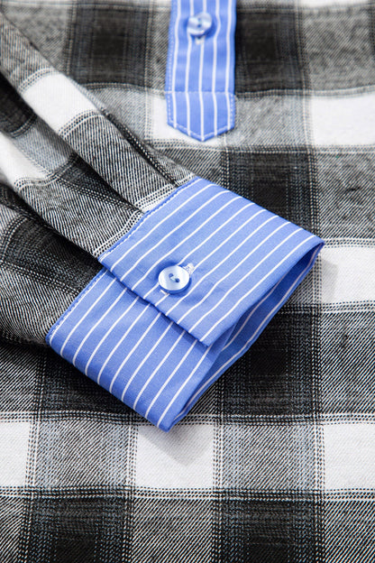 Threaded Pear Ezra Half Placket Plaid Blouse