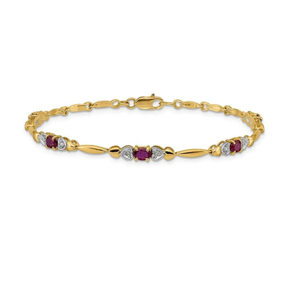 Genuine Ruby 14K Gold Bracelet Heart