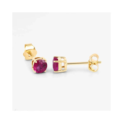 0.86 Ct Round Pink Ruby Prong 10K Gold Stud Earrings