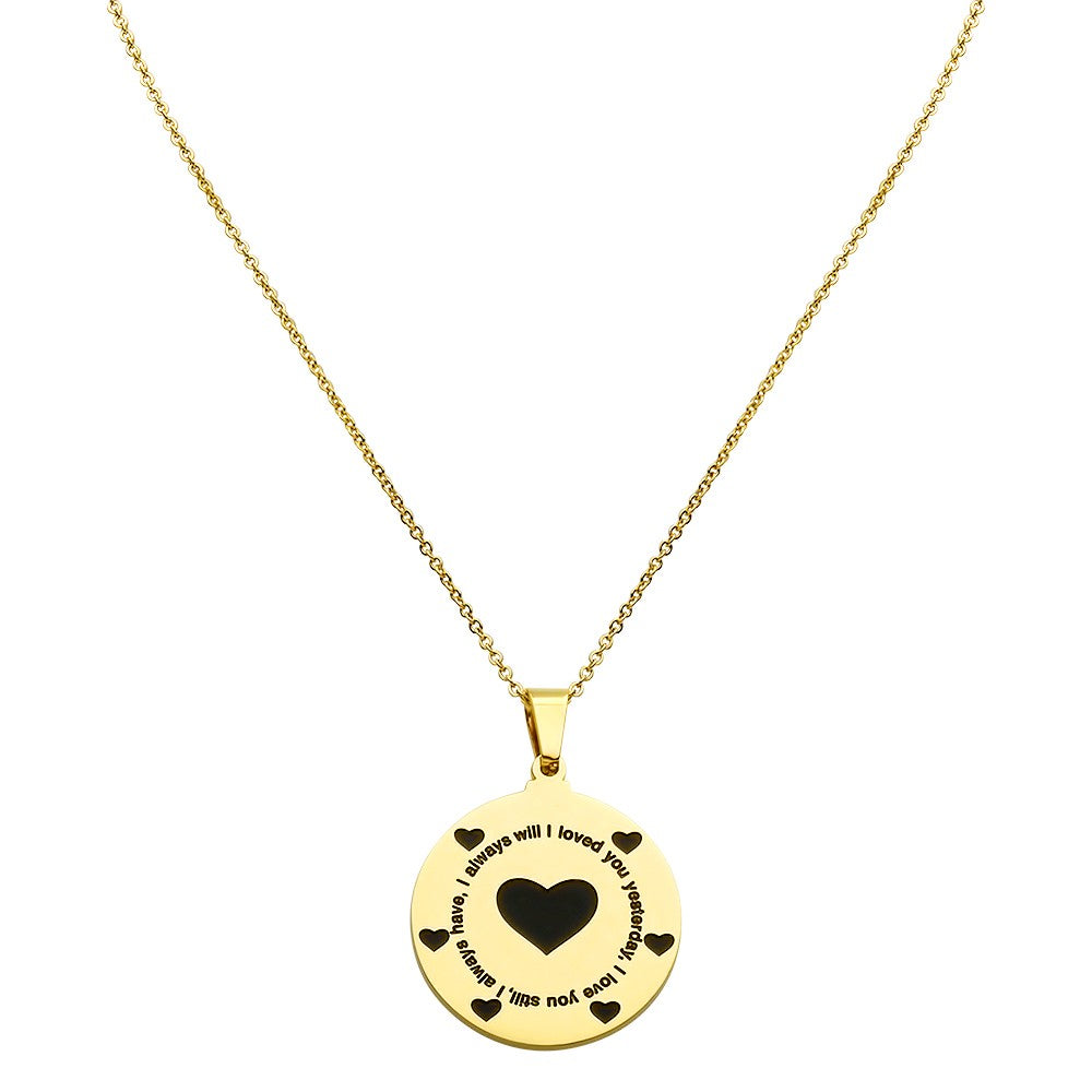 SteelTime Women's Stainless Steel 'I Loved You Yesterday, I Love You Still, I Always Have, I Always Will' Pendant