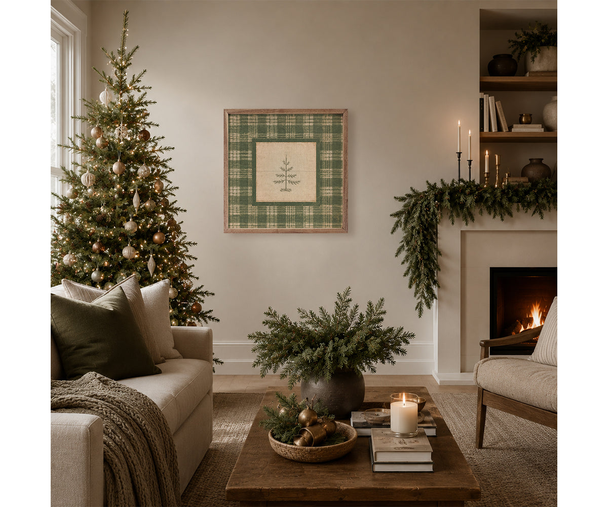 Kendrick Home Evergreen Plaid Tree