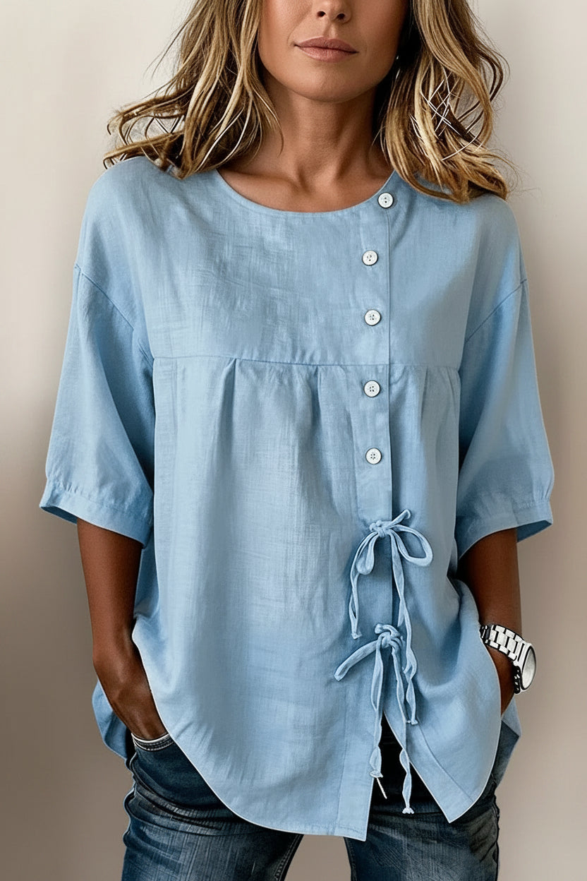 Women's Lace-Up Button Shirt