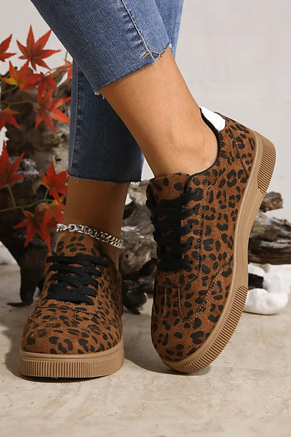 Threaded Pear Emiliana Tab Patchwork Laceup Shoes