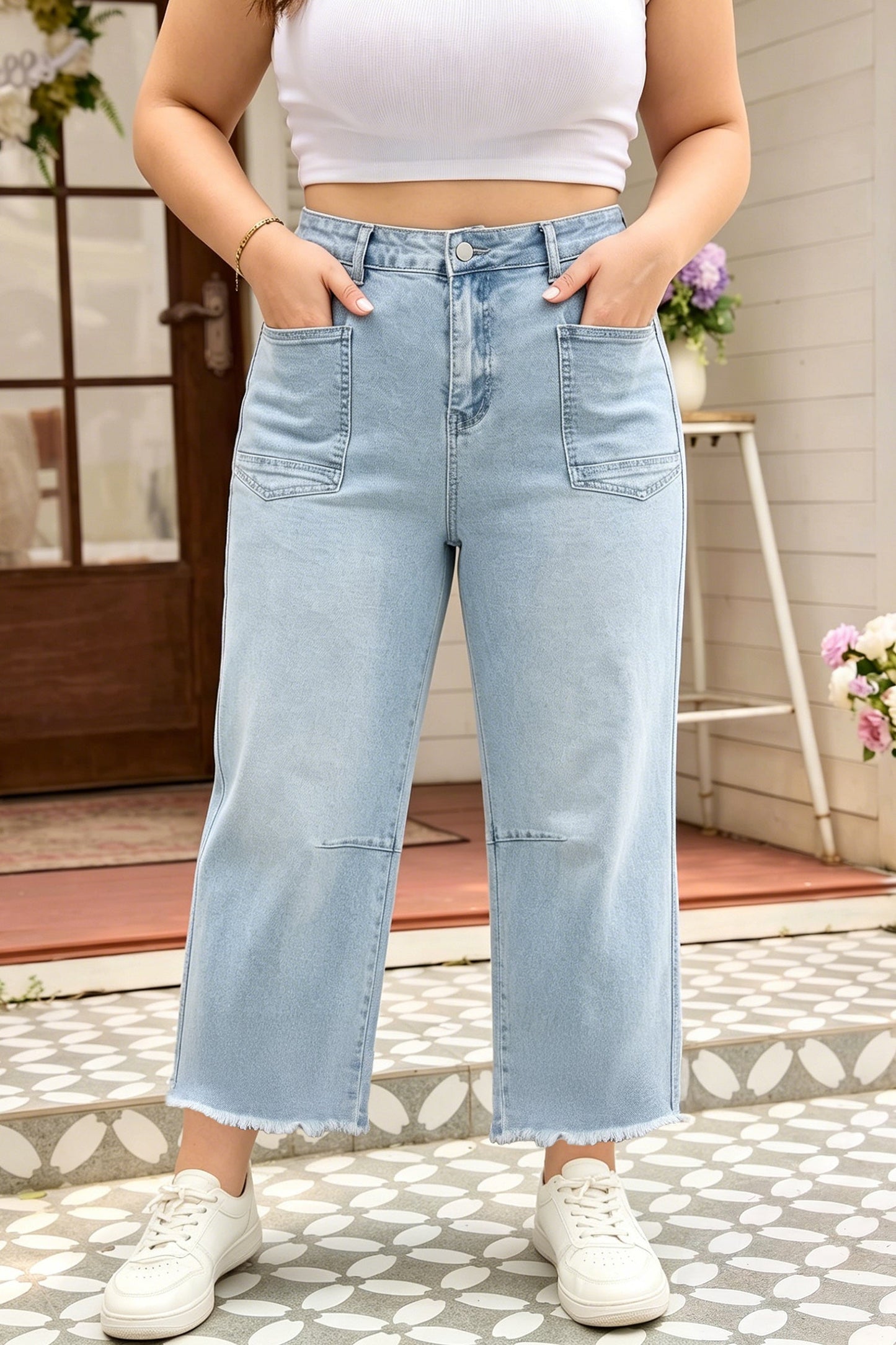 Threaded Pear Aubrey Raw Cut Shift PLUS Jeans