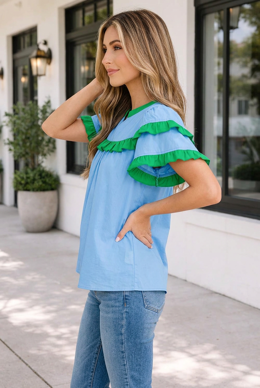 Threaded Pear Lilly Short Sleeve Blouse