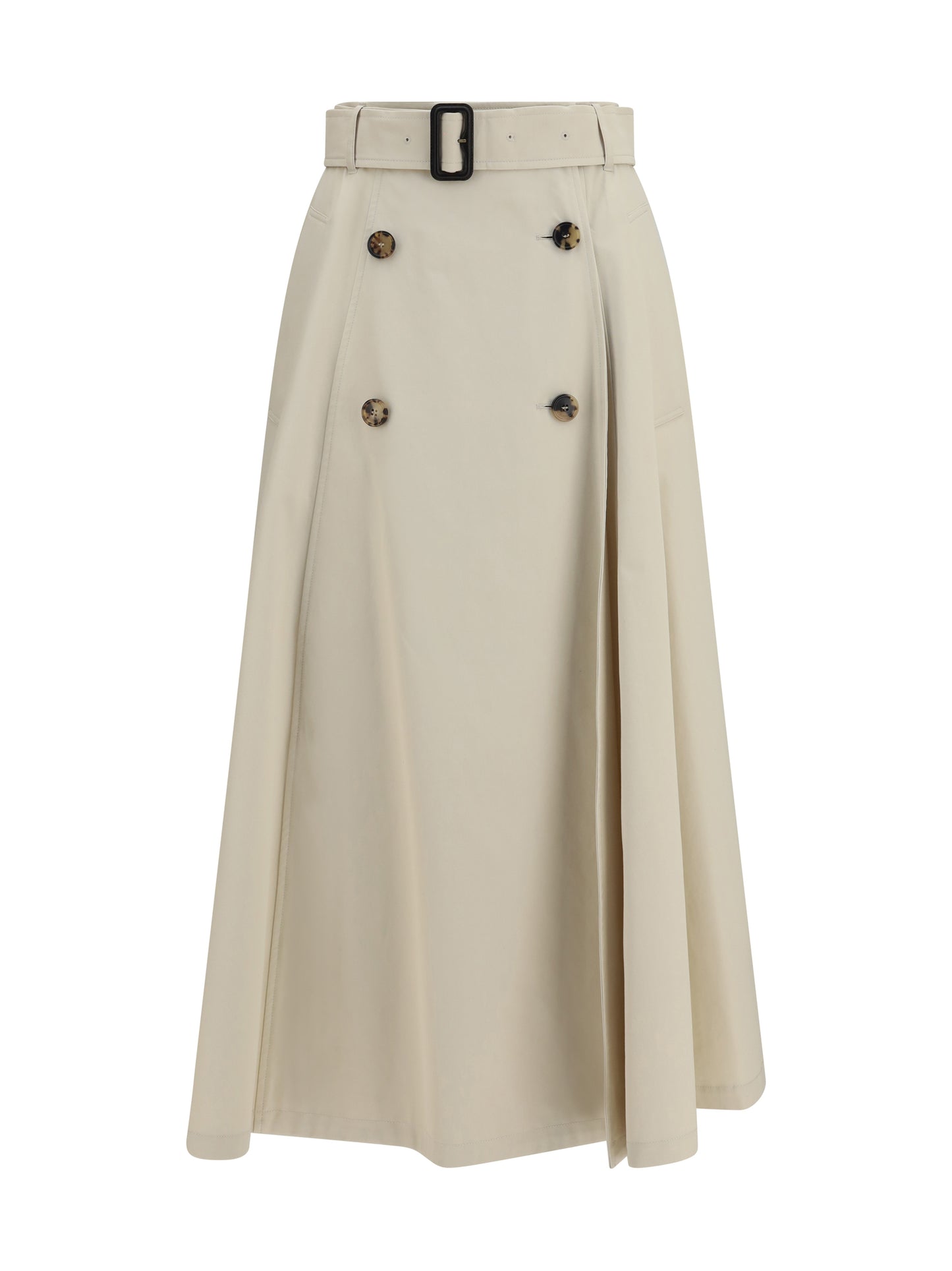 Midi Trench Skirt Gabardine Clam Beige