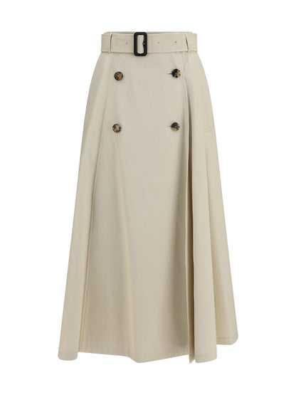 Midi Trench Skirt Gabardine Clam Beige