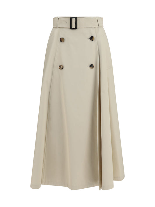 Midi Trench Skirt Gabardine Clam Beige