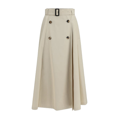 Midi Trench Skirt Gabardine Clam Beige