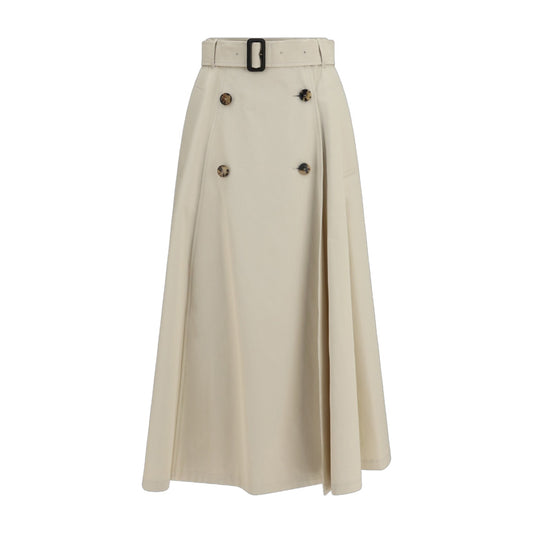 Midi Trench Skirt Gabardine Clam Beige