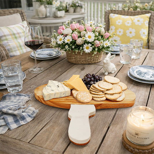 Marble and Wood Mushroom Cutting Board