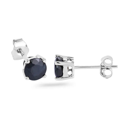 1.70 Ct Round Blue Sapphire Prong 10K Gold Stud Earrings