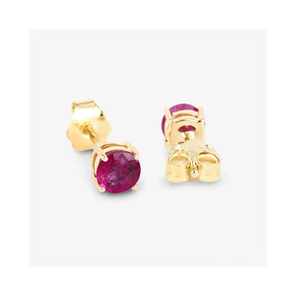 0.86 Ct Round Pink Ruby Prong 10K Gold Stud Earrings