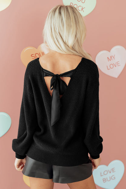 Threaded Pear Alianna Backless Drop Shoulder Sweater