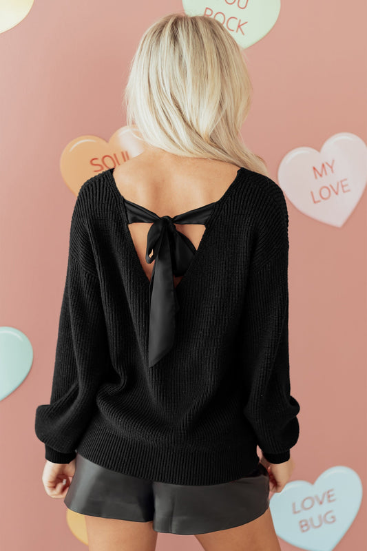 Threaded Pear Alianna Backless Drop Shoulder Sweater