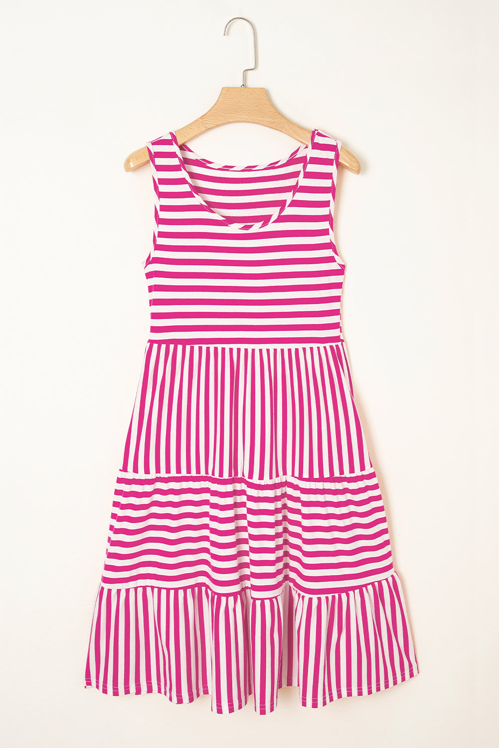 Threaded Pear Ellie Stripe U Neck Sleeveless Loose Fit Mini Dress