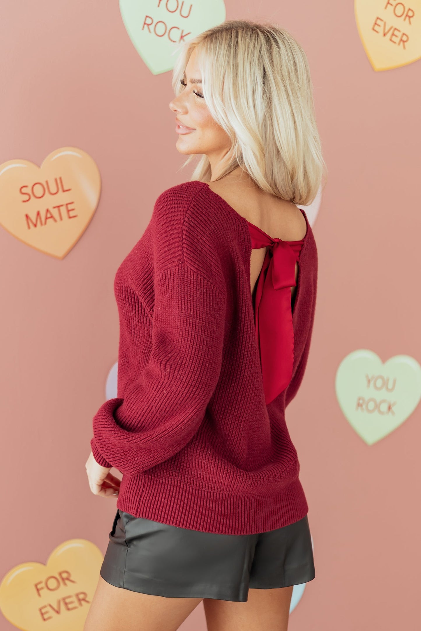 Threaded Pear Rosalina Backless Drop Shoulder Sweater